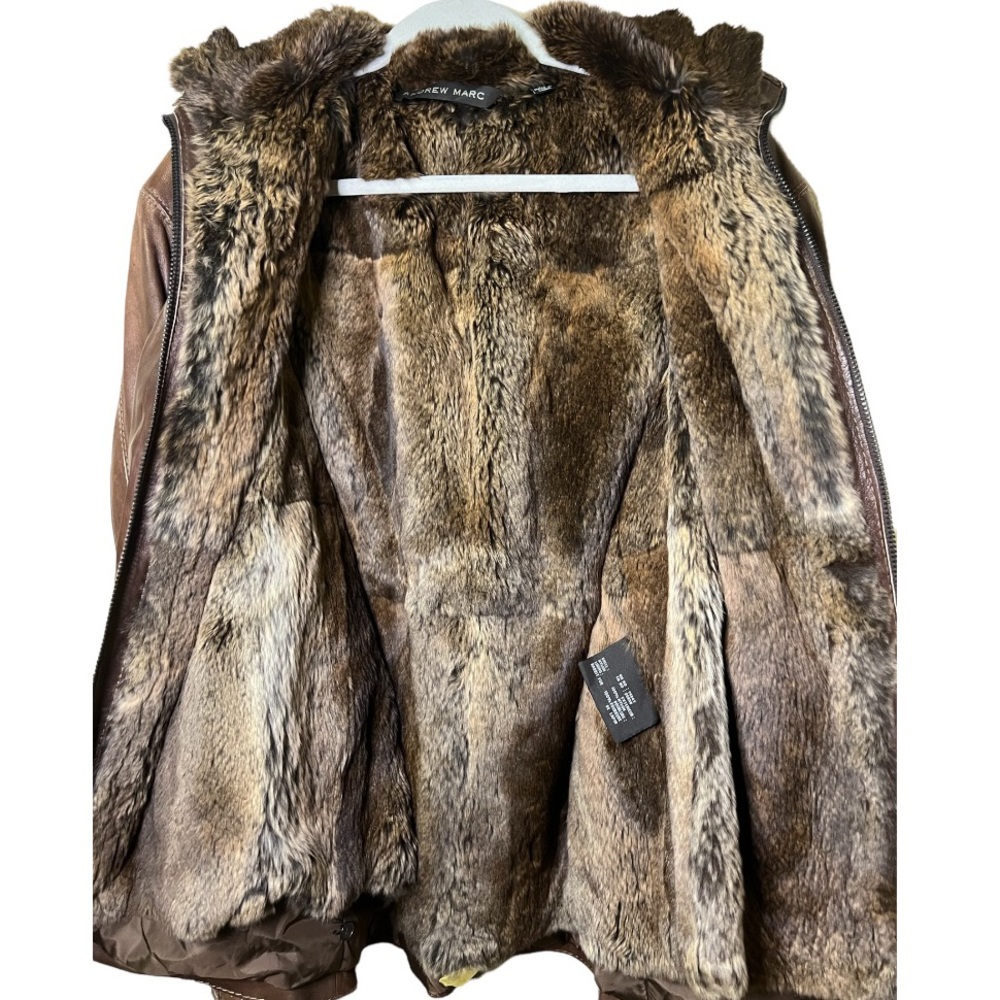 SOLD ! VTG ANDREW MARC Genuine Leather Rabbit Fur Thermolite Jacket - Picture 7 of 16
